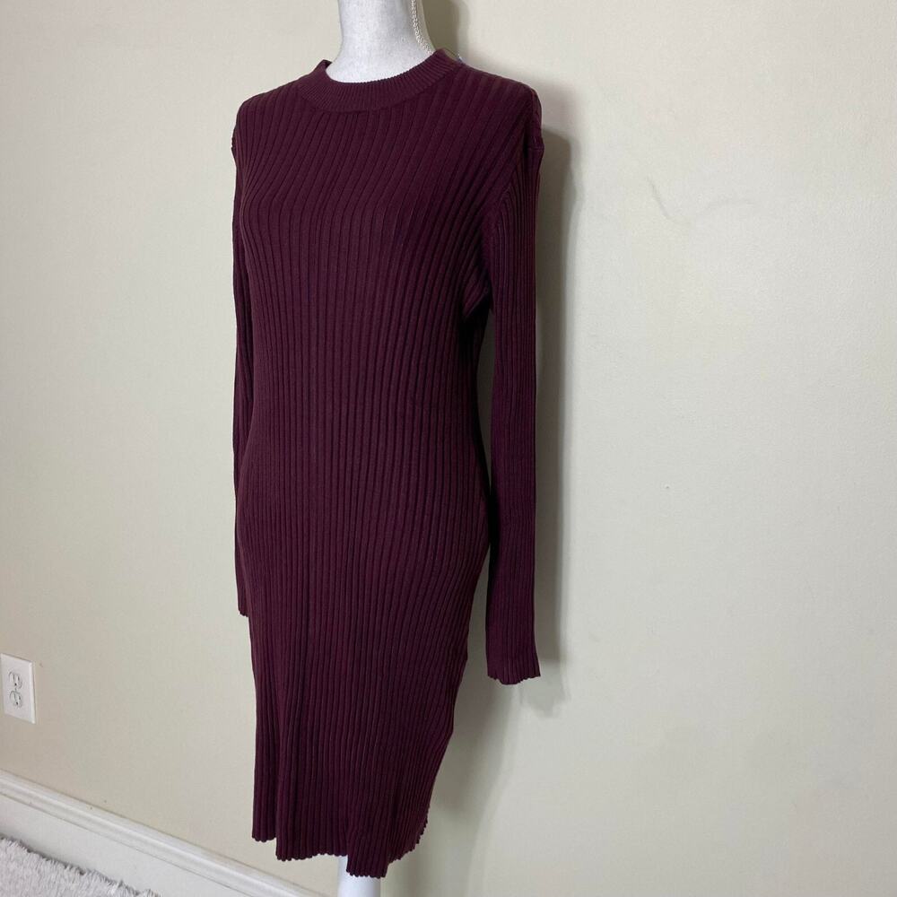 Skinnygirl Limelight MockNeck Keyhole Sweater Dress Women's Sexy Maroon, Medium - Picture 4 of 14